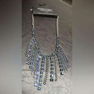 Simply Vera Vera Wang Silver-Tone Blue Crystal Fringe Necklace